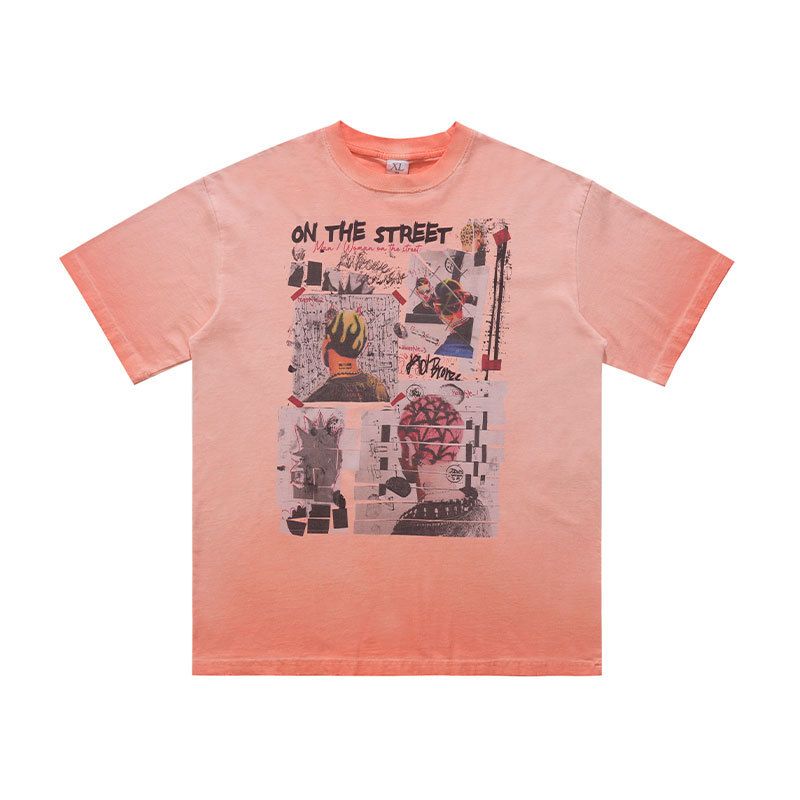 Men's Distressed Ripped Washed T-Shirt, American Style Trendy Short Sleeve Top_viptrois.com