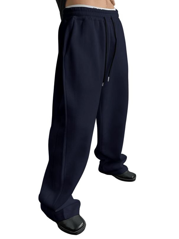 Men's Clothing 2025 European And American TK Men's Sweatpants Waist Drawstring Straight Wide Leg Loose Trousers Sports Pants With Pockets_viptrois.com