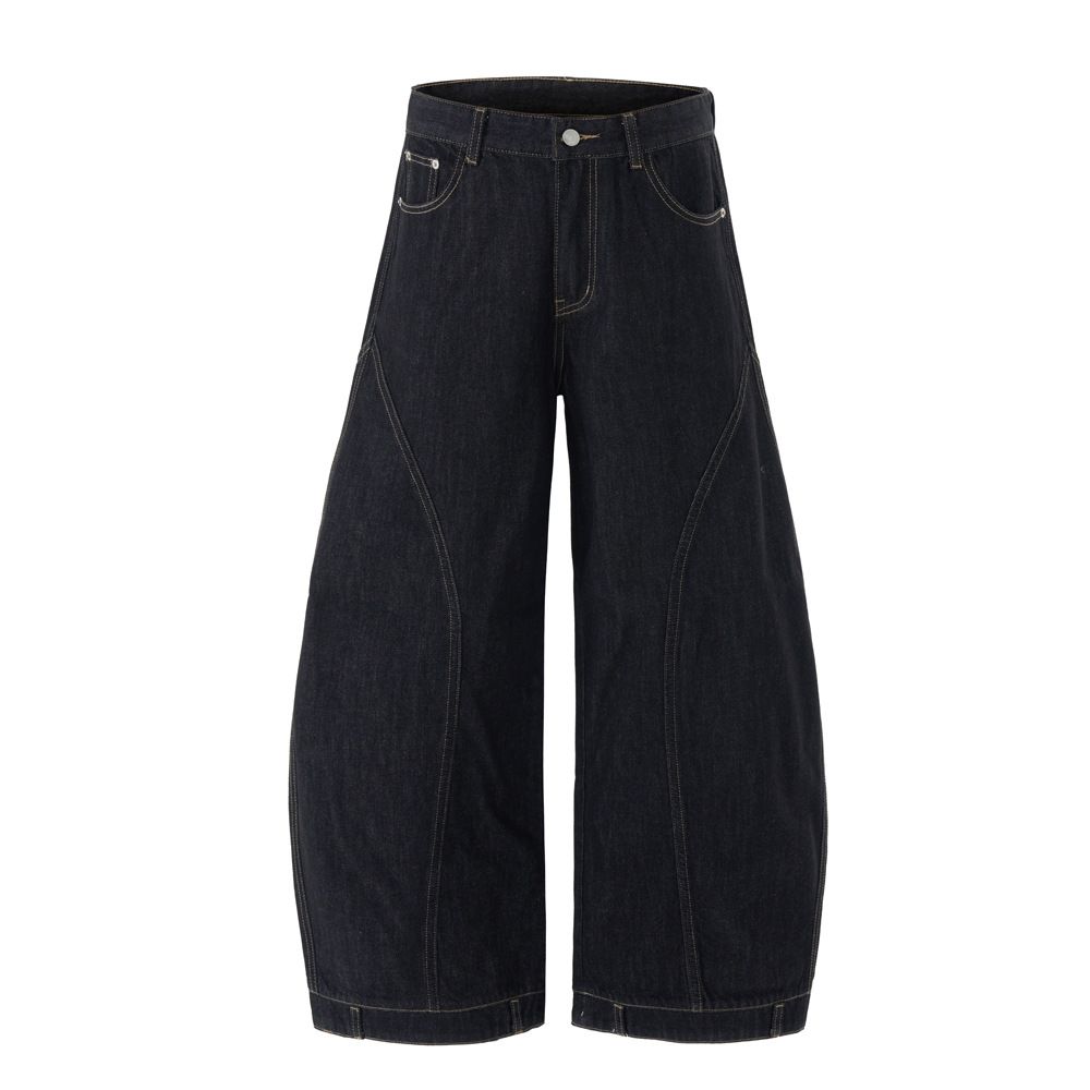 High Street Trendy Brand Silhouette Scimitar Jeans Men's Niche Deconstructed Design Sense Inverted Personality Loose_viptrois.com