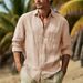Herren-Hemden Aus Baumwolle Und Leinen, Umlegekragen, Solides Hawaii-Hemd, Leicht, Atmungsaktiv, Weißes Hemd, Lässig, Große Größe, Streetwear_viptrois.com