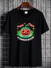 Summerween Summer Halloween Watermelon Pumpkin Vacation T-Shirt Slightly Top For Everyday Wear Stylish Streetwear Graphic Women Top Graphic Tees Fashion Female Soft Designer Clothes Comfortable Print Round Neck Short Sleeve Breathable Versatile Casual_viptrois.com