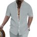 2024 Summer Men's Shirt Casual Loose Short Sleeve Beach Button-Up Top_viptrois.com