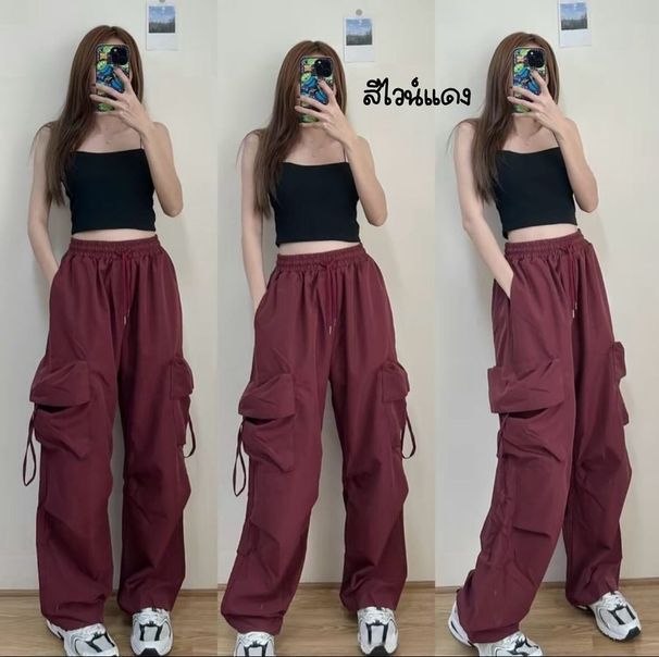 Men's Clothing American Retro Cargo Casual Pants For Women, High Waist, Straight Leg, Wide Leg, Stylish, Loose Fitting, Floor Length Pants_viptrois.com