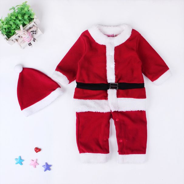 Children's Christmas onesie Santa Claus style clothing and hat two-piece set_viptrois.com