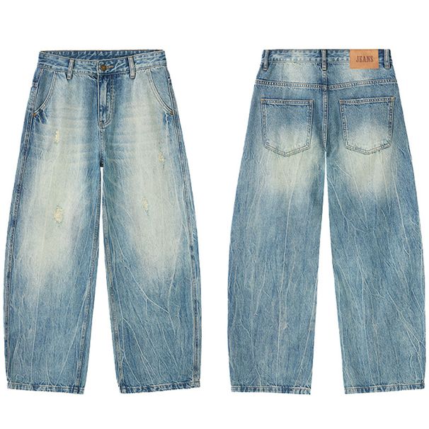 Men's Clothing & Archer0603 & American Streetwear Light Color Heavyweight High Street Scimitar Jeans Men's Loose Ripped Pants Long Pants_viptrois.com