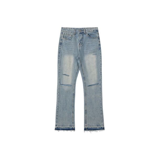 Men's Clothing Niuwangfeng Niche Trendy Brand American Style Washed Distressed Loose Men's Ripped Cleanfit Jeans Trousers_viptrois.com