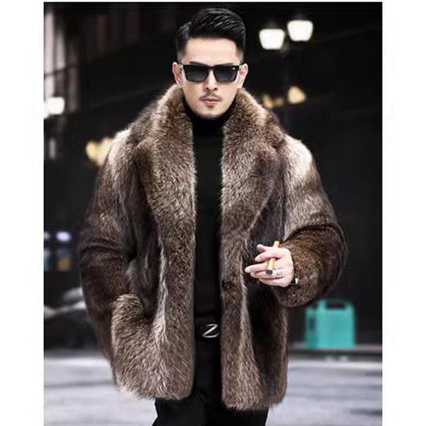 Men's Clothing Men's Fur Coat Mink Coat Mid Length Imitation Fur Fox Fur Mink Fur Thick Warm Winter Trend_viptrois.com
