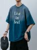 Men's Summer Loose Casual Viamin Shor Sleeved Rendy Brand Handmade Spray Horse Chesnu Gradien Washing Craf_viptrois.com