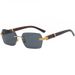 Wood Grain Temples Sunglasses - Metal Frame Trendy Square Shades_viptrois.com