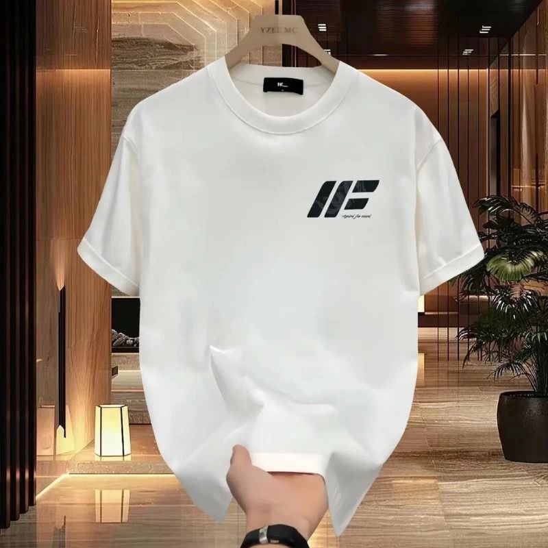 Men's Clothing Short Sleeved Ins Pure Cotton Tops Summer Men's Printed T Shirts Trendy Men And Women All Match Round Neck T Shirt Men_viptrois.com