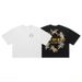 Autumn American Style Little Angel Surround Print Sleeve T-Shirt Unisex Loose Drop Shoulder Short Top_viptrois.com