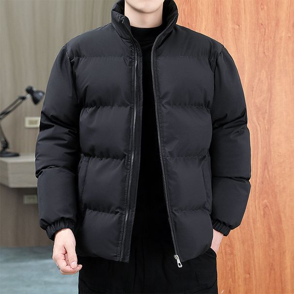 Men's Winter Padded Jacket With Stand Collar - Lightweight Warm Coat For Couples, Japanese Streetwear Style, Thickened Short Puffer Coat_viptrois.com