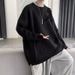Pure Distressed For Men Loose Trendy Japanese Retro Versatile Casual Hem Split Knitted Sweater Cardigan Outerwear_viptrois.com