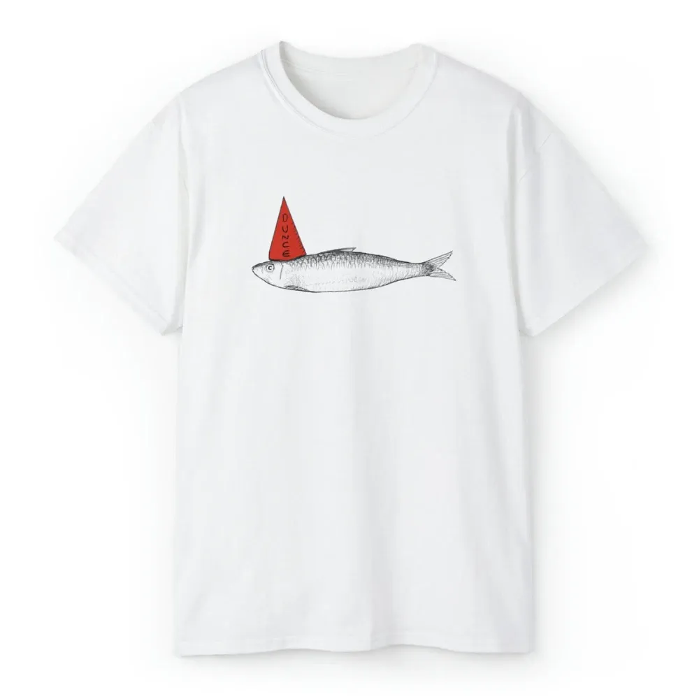 MENS WOMENS Dunce Sardine Tee - Graphic Adult Tee - Vintage Inspired Summer T-Shirt Mens Womens Tees Top_viptrois.com