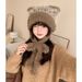 Abifeng autumn winter cute plush bow cat ear knitted keeps warm, sweet and looks good, small Lei Feng hat_viptrois.com