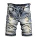 Men's Clothing Summer Denim Shorts Thin Stretch Medium Pants Ripped And Scratched Five Quarter Pants_viptrois.com