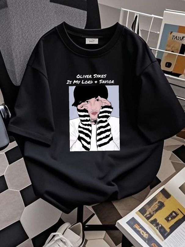 Oliver Sykes Is My Lord & Savior Tee T-shirt Comfortable Soft Top For Everyday Wear Stylish Casual Unisex Designer Clothes Graphic Versatile_viptrois.com