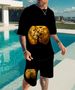 Men's Clothing 3D Printing Simple Halloween Printing Creative Casual Loose T-shirt Shorts Men's Suit_viptrois.com