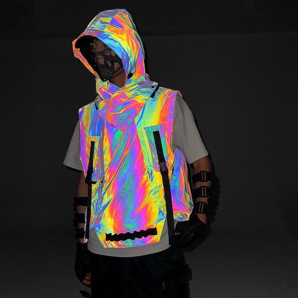 Men's Clothing colorful reflective vest for men and women outdoor multifunctional tactical hooded vest workwear pullover vest_viptrois.com