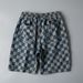Men's Clothing Washed Denim Shorts Youth Trendy Mid Length Pants Loose Beach Plaid Shorts Men_viptrois.com