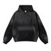 Distressed Gradient Hoodie – Vintage Washed Cotton Pullover With Raw Hem & Patch Pockets, Streetwear Unisex Oversized Fit_viptrois.com
