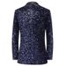 Men's Clothing Men's Dress Sequin Color Changing Flash Bar Dj Nightclub Stage Performance Suit Host Singer Navy Blue Jacket_viptrois.com