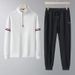 High End Men's Sportswear Set Casual Loose Fit Plus Size Fashionable Two-Piece Outfit With Half Zip Sweatshirt And Sweatpants For Spring And Autumn_viptrois.com