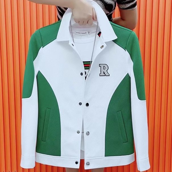 Men's Clothing Autumn Casual Jacket Color Matching Fashion Letters Jacket Versatile Handsome Tops_viptrois.com