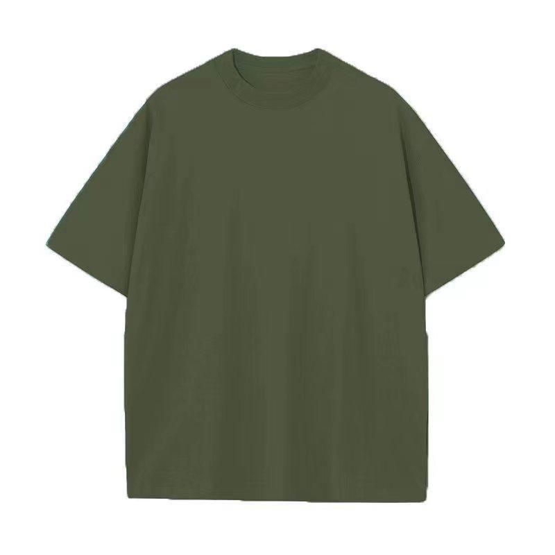 Men's Clothing Pure Cotton Trendy Brand Round Neck Short Sleeved T Shirt Men's Loose Couple Bottoming Shirt Solid Color_viptrois.com