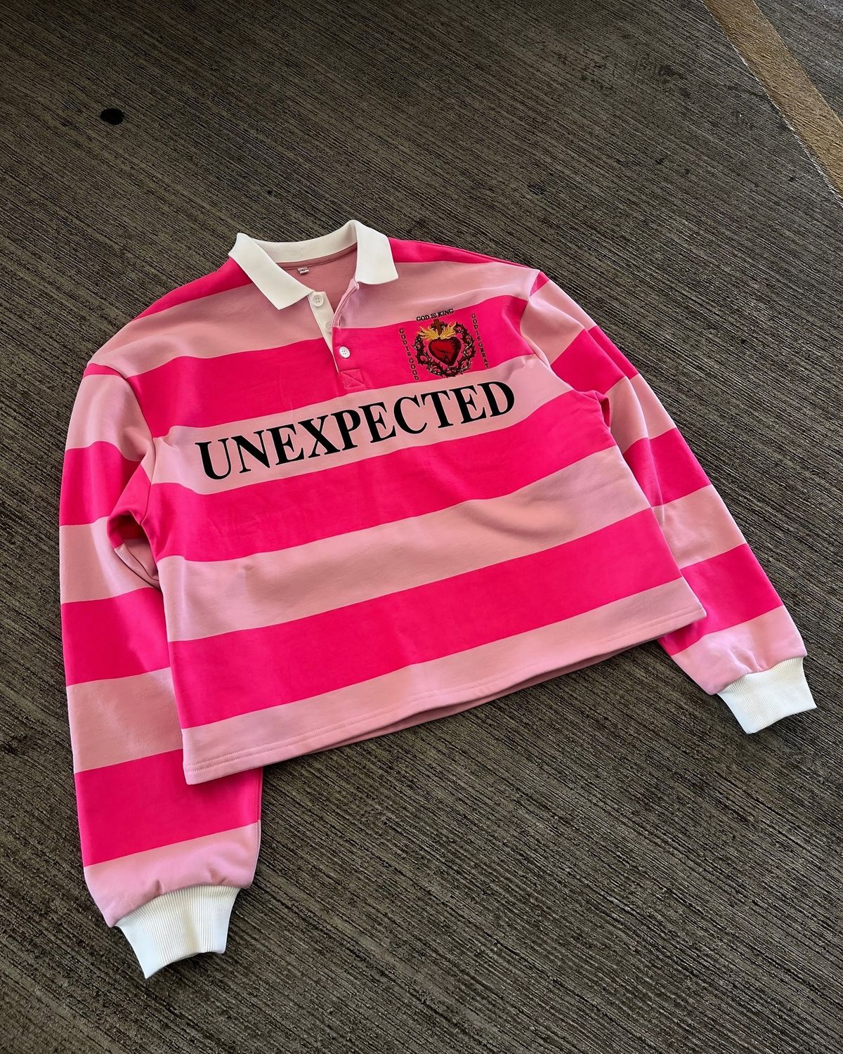 Retro Color-Block Polo Hoodie – 3d Embroidery Unisex Streetwear (Oversized Fit, S-Xl, Pink, Long Sleeve)_viptrois.com