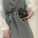 Punk style concave chain with bag belt trendy and versatile women's belt full hole small belt_viptrois.com