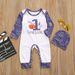 New letter printed long sleeved jumpsuit and hat two-piece set for boys on Thanksgiving_viptrois.com