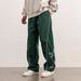 Men's Embroidered Casual Pants – Loose Fit Straight Leg Trousers With Drawstring Waist (Navy/Charcoal) | Retro Streetwear & Athleisure Style_viptrois.com