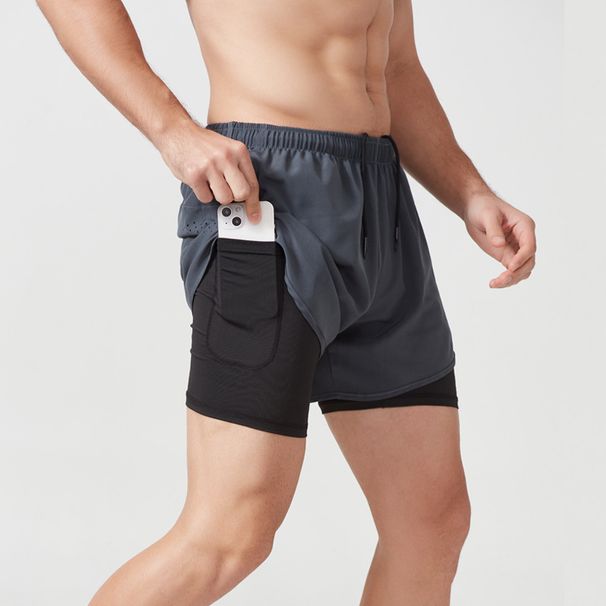 K Sports Shorts Men's Running Loose Three Quarter Shorts, Quick Drying Lining, Anti Glare Double-layer Fitness Shorts_viptrois.com