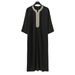 Men's Clothing New Robe Short Sleeve Embroidery Navy Blue Men's Muslim Robe_viptrois.com