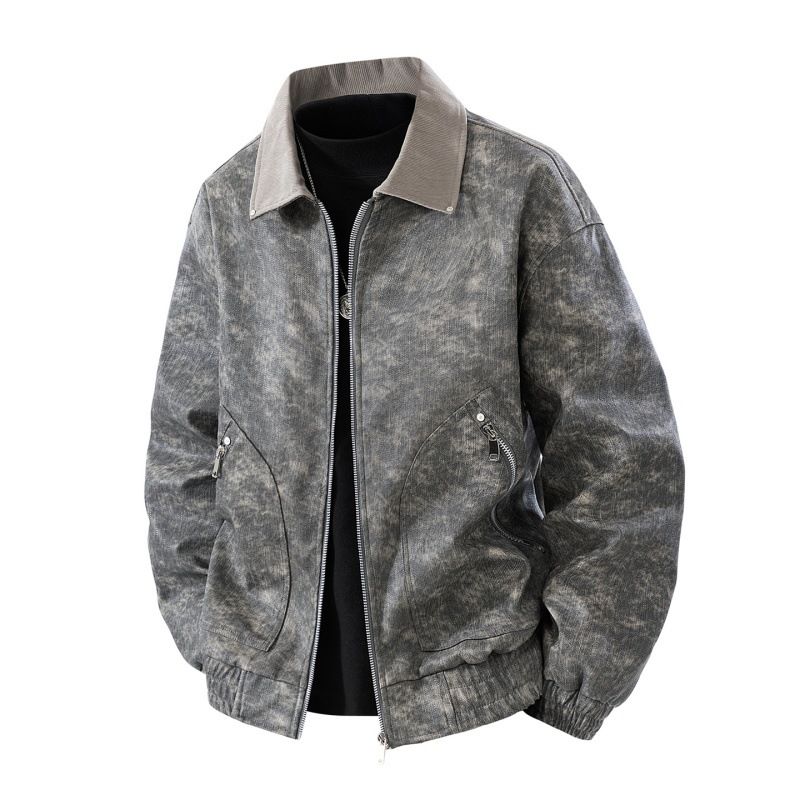 Autumn And Winter New Trendy Brand American Tooling Jacket Retro Short Leather Jacket High Street Men's Old Design Jacket_viptrois.com