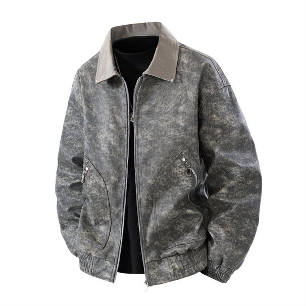 Autumn And Winter New Trendy Brand American Tooling Jacket Retro Short Leather Jacket High Street Men's Old Design Jacket_viptrois.com