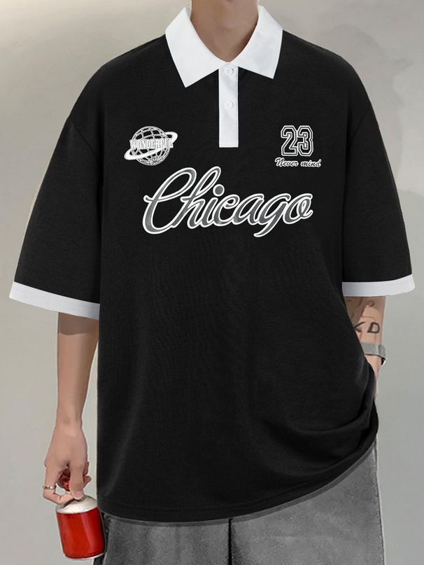 Men 's Clothing Men's Lapel Paul Fashion Loose College Street Sports Short Sleeved T Shirt Polo Shirt_viptrois.com