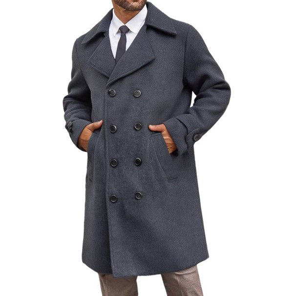 Double-Breasted Wool-Blend Trench Coat – Slim Fit Overcoat For Men (Black/Charcoal/Camel, M-XXXXL)_viptrois.com