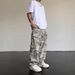 Vintage American Style Camouflage Pants Men's Loose Straight Leg Cargo Pants Casual Trousers Hip Hop Streetwear Washing_viptrois.com