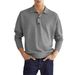 2025 Autumn Long Sleeved V-neck Button Men's Casual Top Polo Shirt_viptrois.com