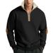 European And Cross-Border New American Style Retro Patchwork Embroidery Half-Zip Men's Plus Size Long Sleeve_viptrois.com