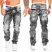Men's Clothing Fashion Jeans Casual Open Line Trousers Straight Trousers Hip Hop Denim Jeans_viptrois.com
