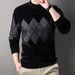 New High-quality Thickened Faux Mink Fur Men's Sweater For Middle-aged And Young People, Casual Diamond Shaped High Elasticity Knitted Sweater_viptrois.com