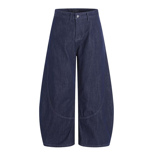 Original Denim Scimitar Men's Loose Wide-Leg Trousers Trendy American Design Pocket Solid Color Banana Sickle Pants_viptrois.com