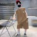 Mother & Kids Boys Sleeveless Casual Loose Letter Suit Two Piece Suit_viptrois.com