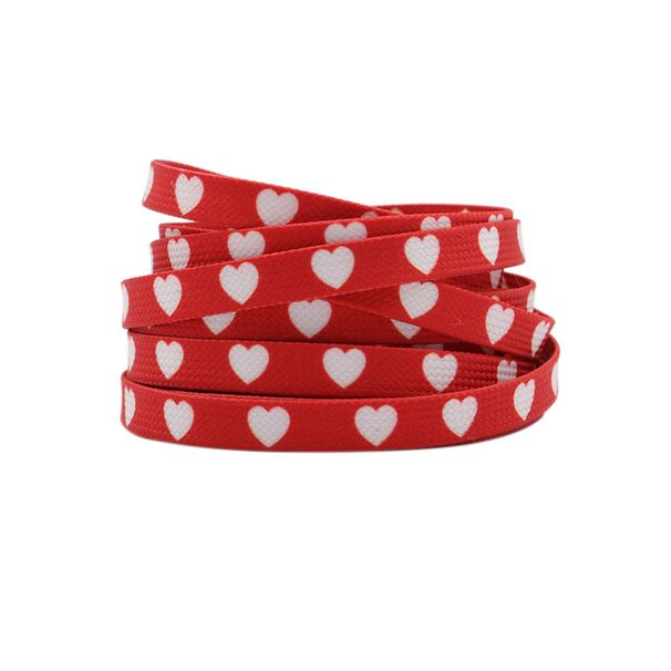 Flat Red Bottom Heart Small White Shoes Canvas Cartoon Heat Transfer Printing Polyester Color Shoelaces_viptrois.com
