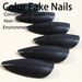 Pure Color Almond Shaped Black Wearable Nail Patches Removable False Nails_viptrois.com