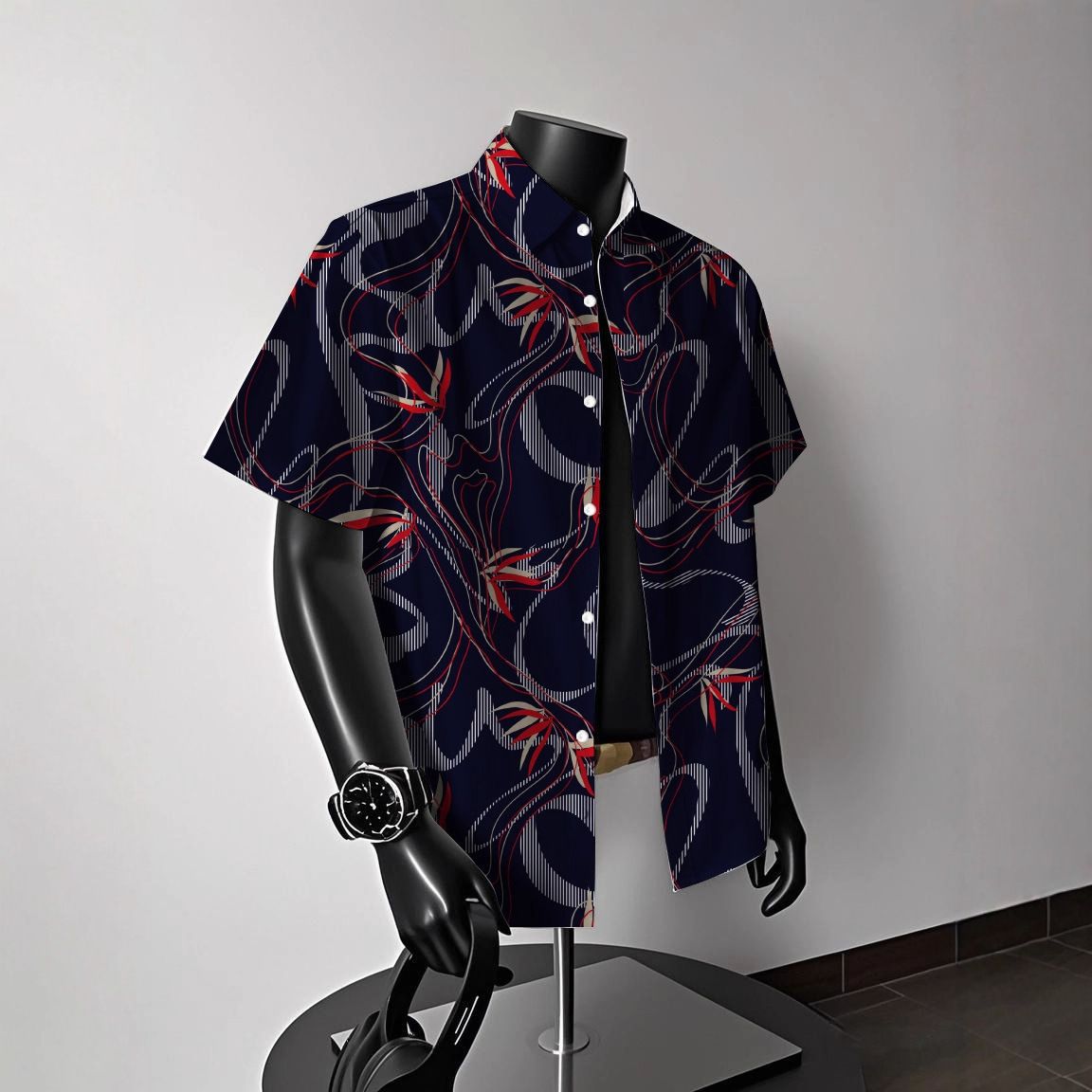 New 2026 Ice Silk Beach Flower Shirt Short Sleeve Men's Summer Beach Vacation Men's Clothing_viptrois.com