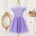 Kids’ Clothing Girls Princess Dress Summer New Style Girls Flying Sleeves Trough Waist A Row Of Flowers Mesh Dress_viptrois.com